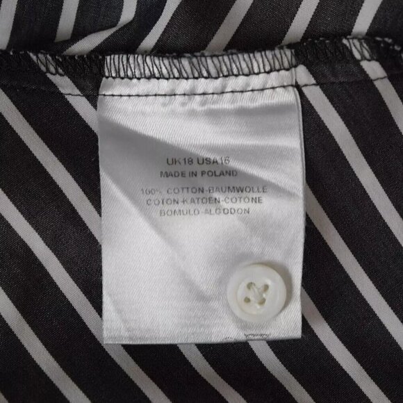 JAEGER ASYMMETRICAL STRIPED BUTTON UP LONG SLEEVE TOP - Picture 8 of 8